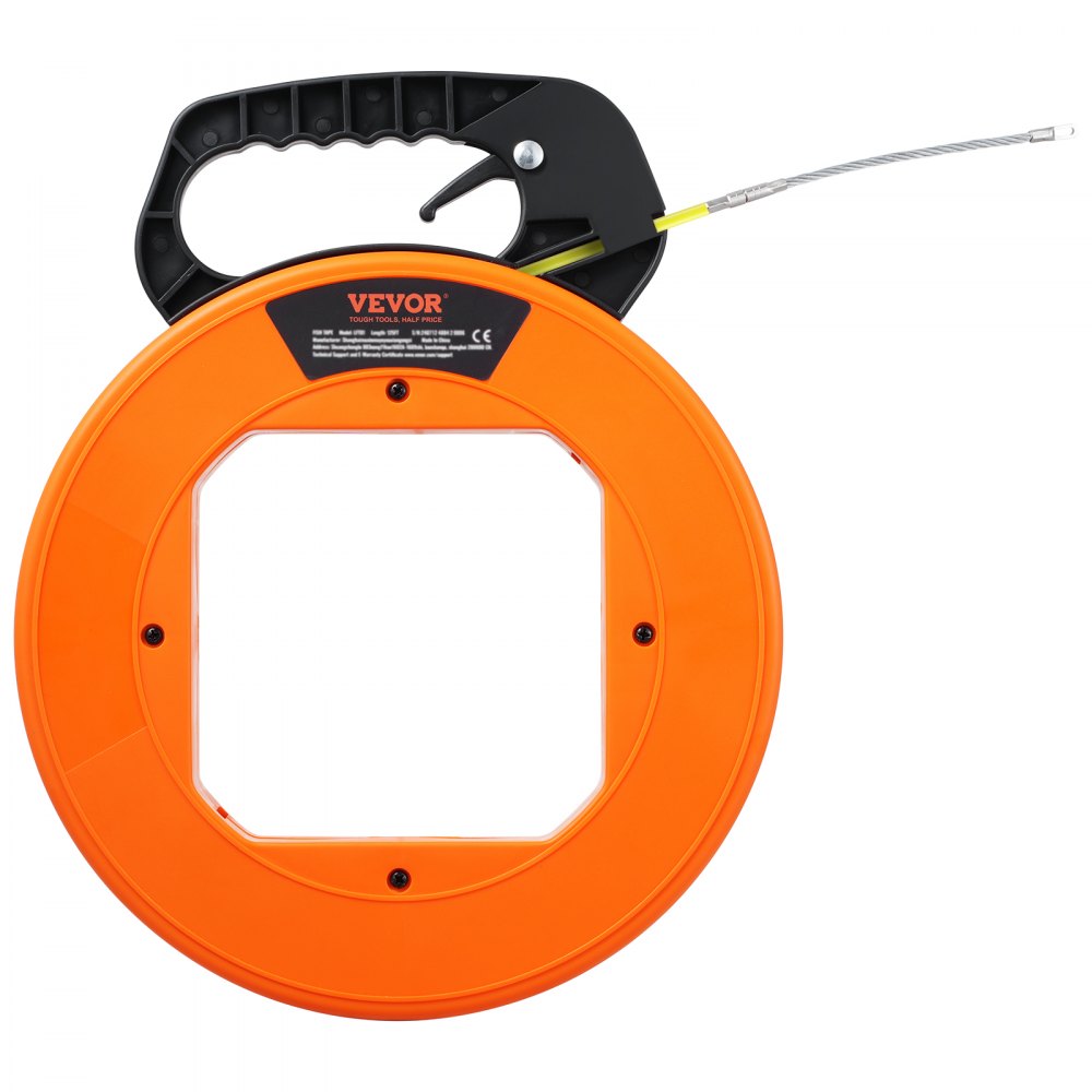 VEVOR Fish Tape Wire Cable Line Puller 60.96m 4.7mm Fiberglass High Plastic Case