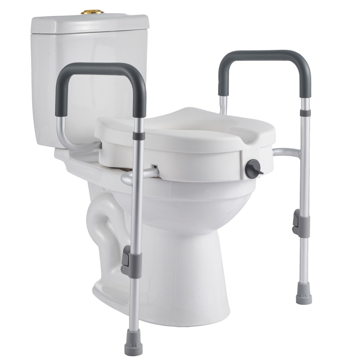 Raised Toilet Seat with Arms, 159 kg Capacity, 127 mm Lift Height & Adjustable Width, Widened Commode Elevated Toilet Seat Riser with Handles for Seniors, Elderly, Handicap, Disabled, Adults