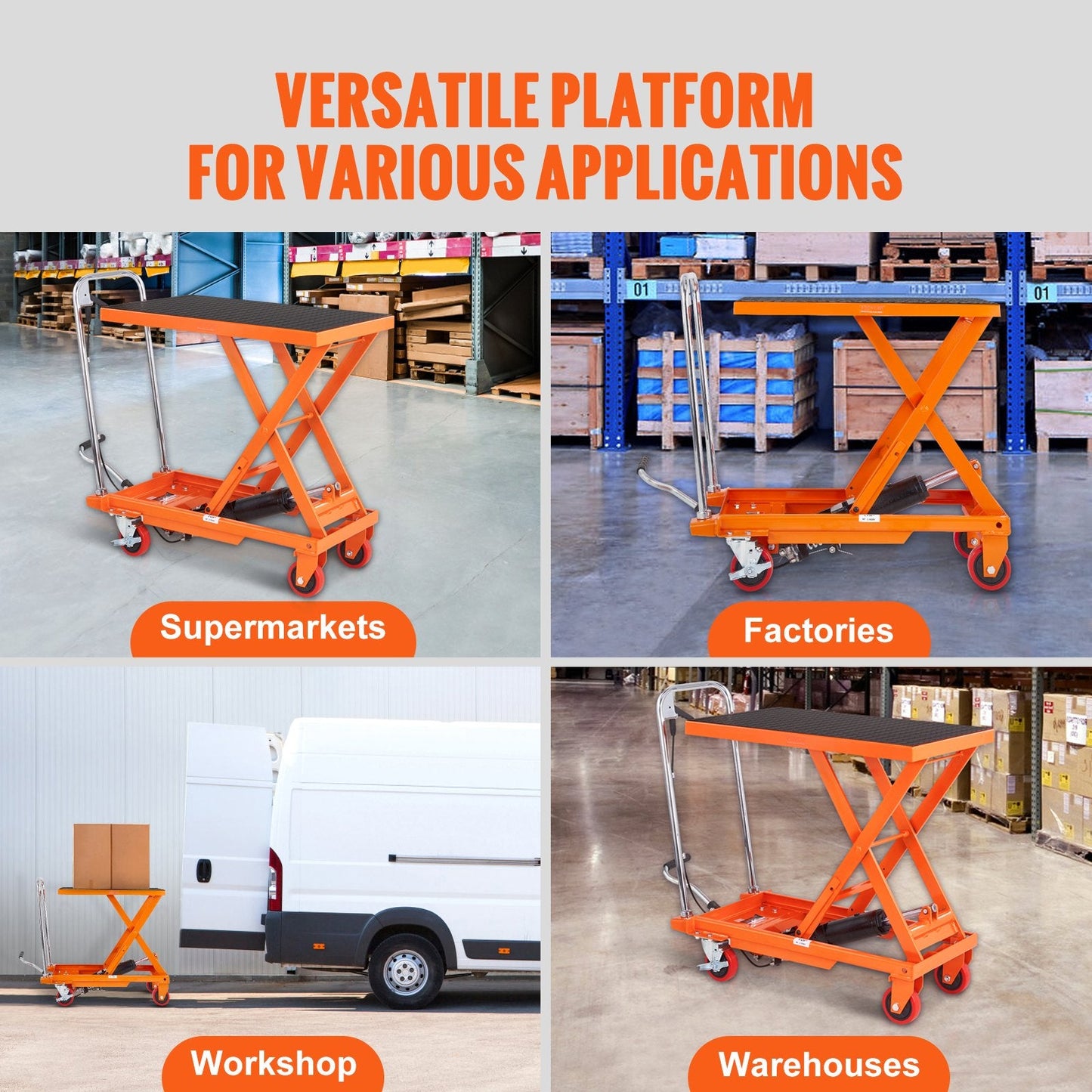 Hydraulic Scissor Lift Cart, 230kg Capacity, 0.72m Height, Manual Operation