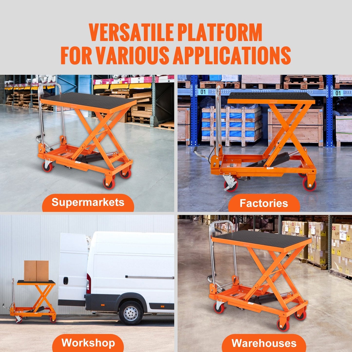 Hydraulic Lift Table Cart, 150kg Capacity, 0.7m Lift Height, Manual Scissor Design