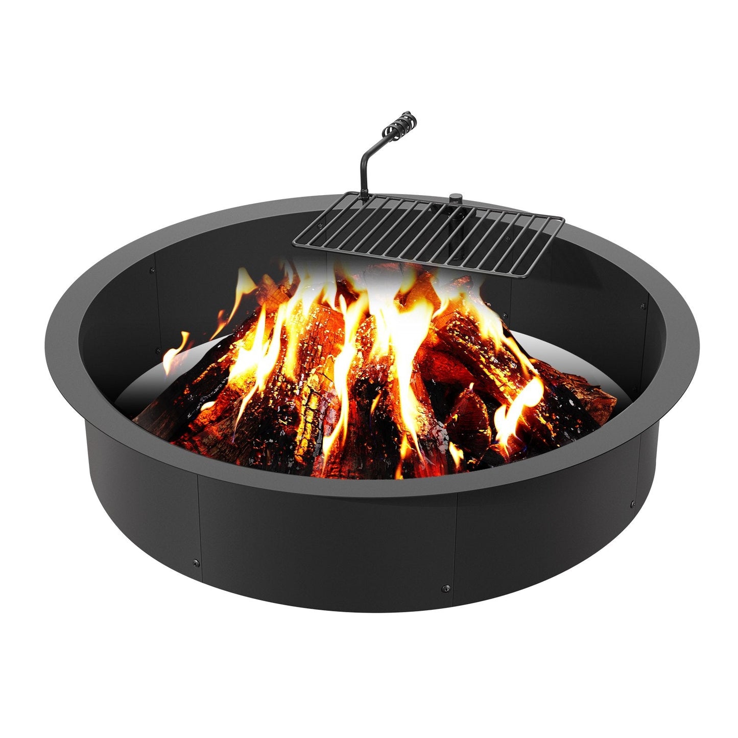 Steel Campfire Ring with BBQ Functionality, 1m Diameter, DIY Assembly
