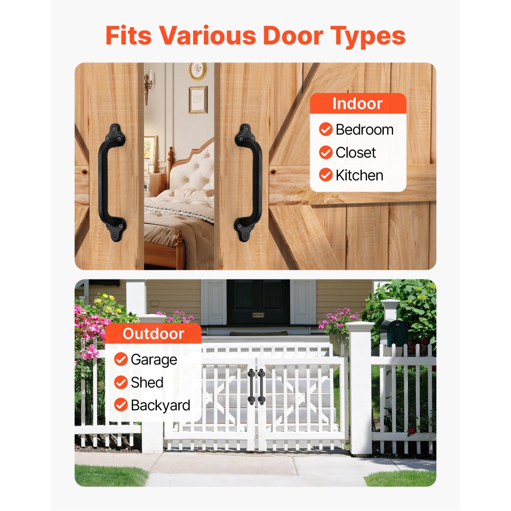 2Pcs Barn Door Handles 231 mm Rustic Heavy Duty Garden Gate Shed Pulls