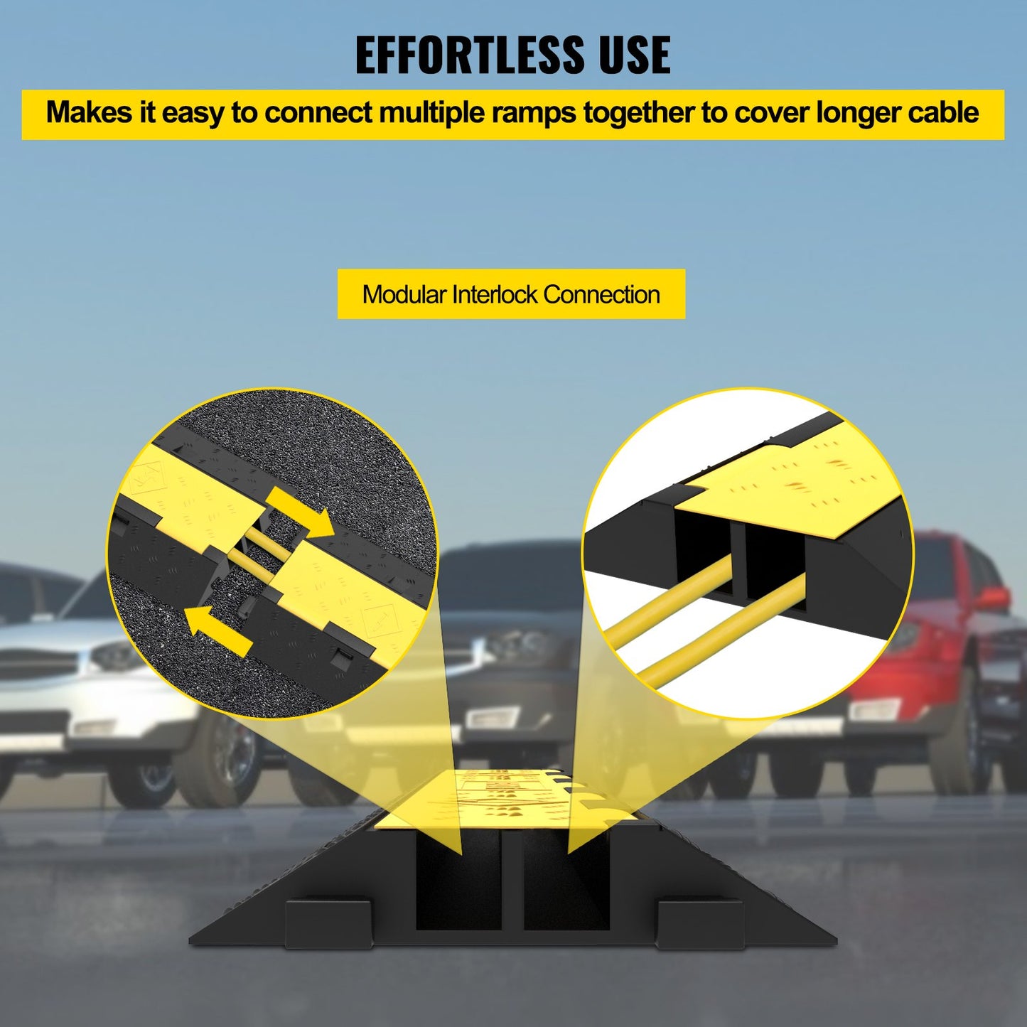 VEVOR Cable Protector Ramp, 5 Packs 2 Channels Speed Bump Hump, Rubber Modular Speed