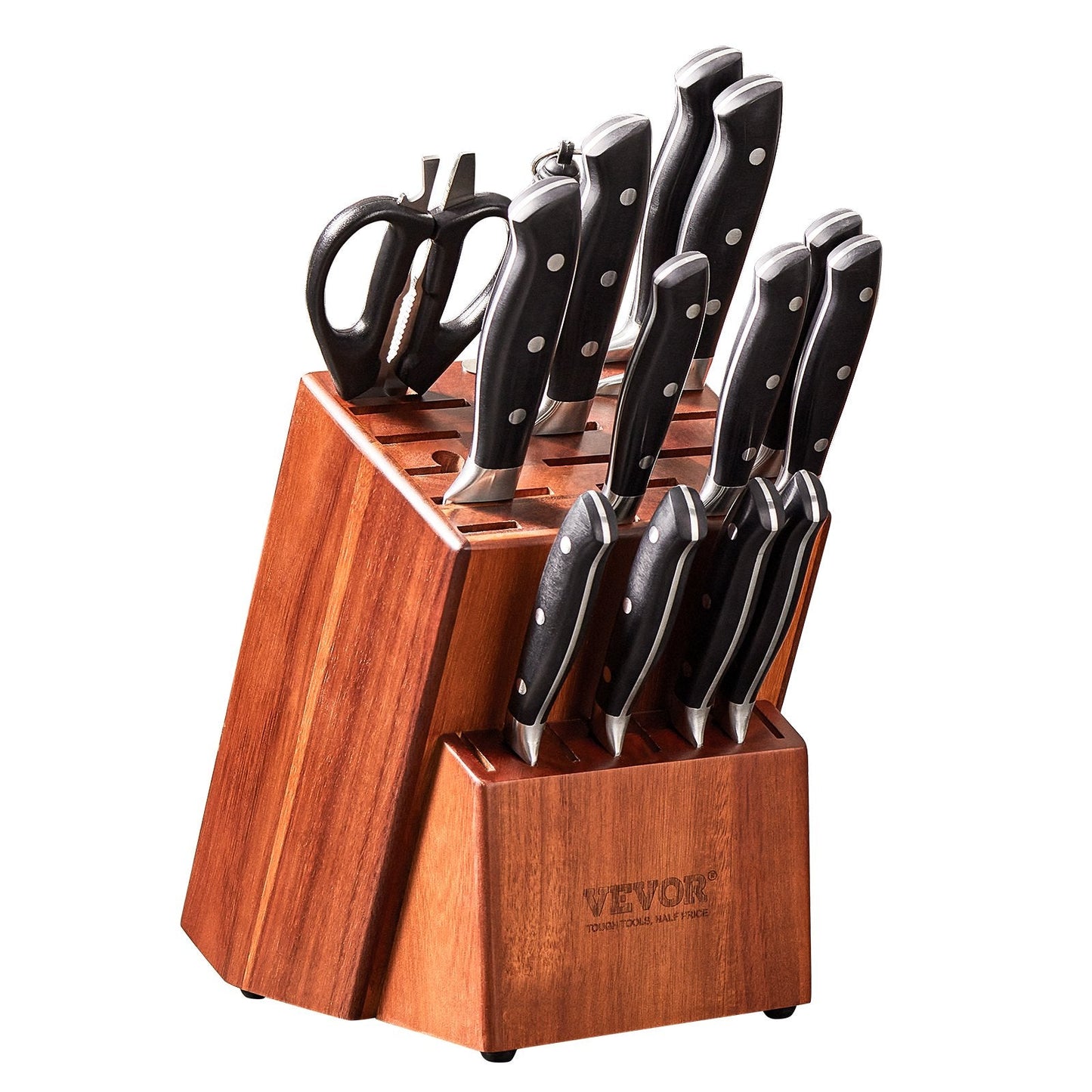 Acacia Wood Knife Storage Block, 25-Slot Universal Organizer, Countertop Stand