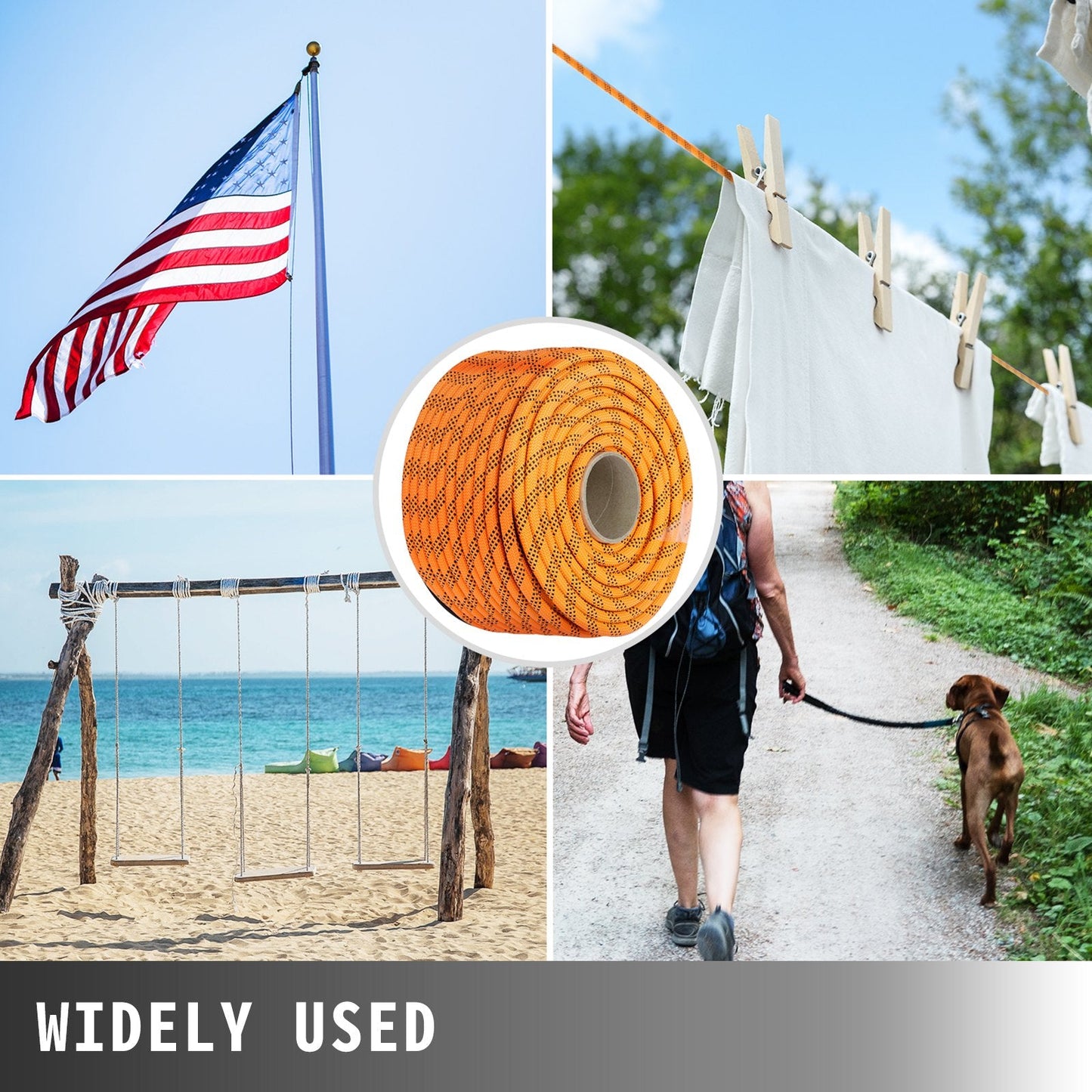 11.1mm Double Braid Polyester Rope, 45.5m, 399kg Load Capacity for Marine Use