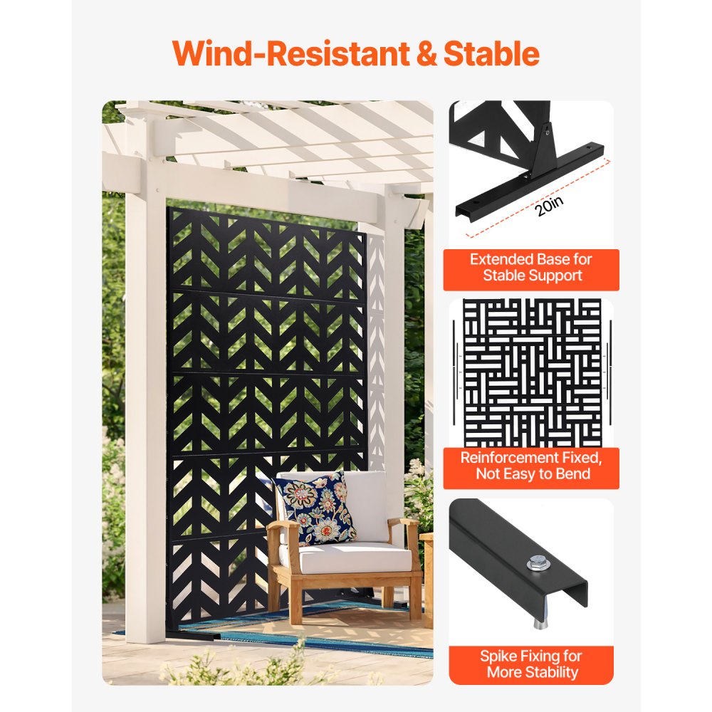 VEVOR Metal Privacy Screen 47" x 72" Freestanding Outdoor Privacy Screens
