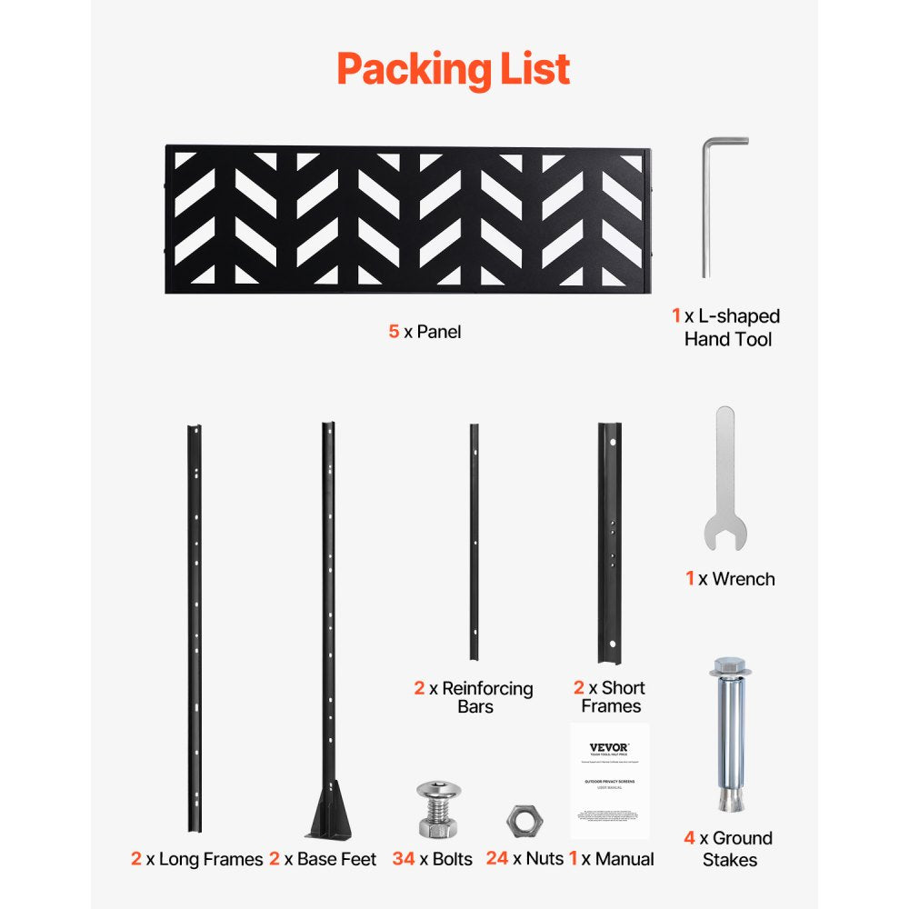 VEVOR Metal Privacy Screen 47" x 72" Freestanding Outdoor Privacy Screens