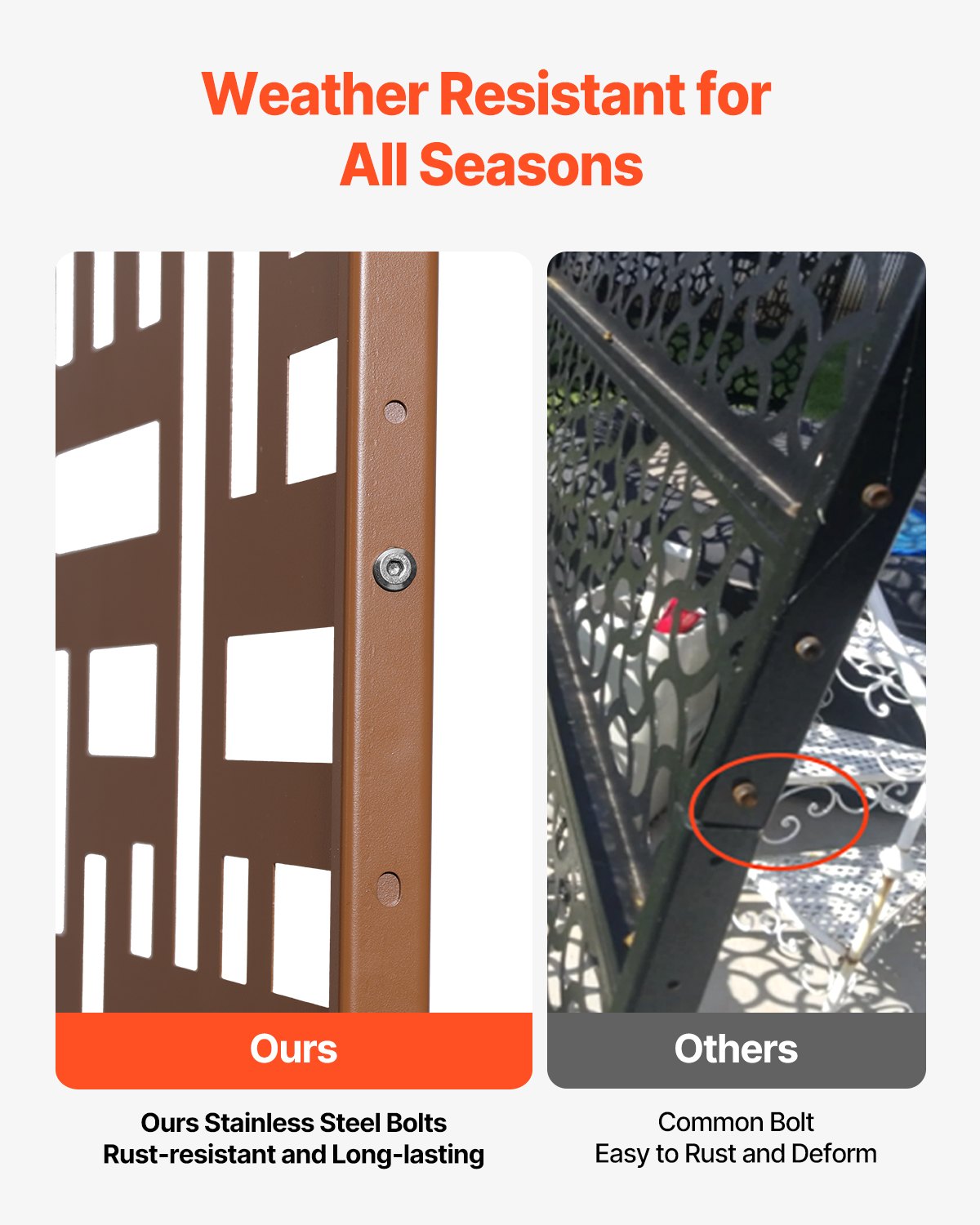 VEVOR Metal Privacy Screen 47" x 76" Outdoor Privacy Screens & Panels Brown
