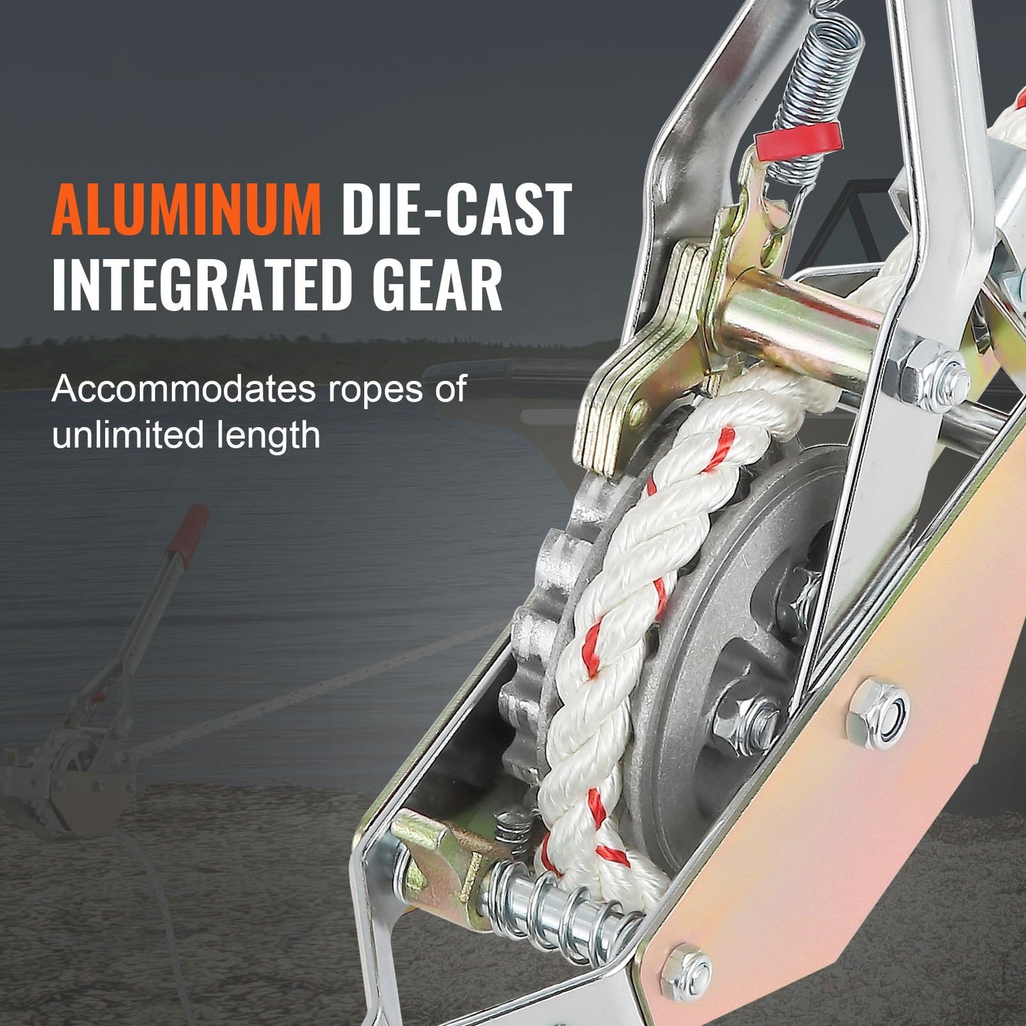 VEVOR Rope Puller, 3/4 Ton Pulling Capacity, with 30.48 m of 15 mm dia. Rope, 2