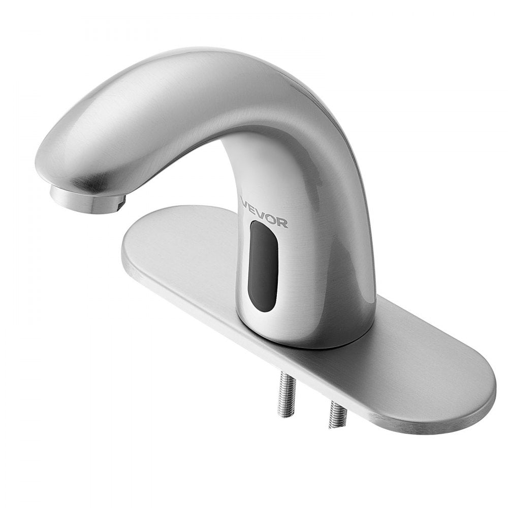 Touchless Bathroom Sink Faucet, Automatic Motion Sensor Restroom Toilet Faucet with Hole Cover Plate, Battery Operated,A