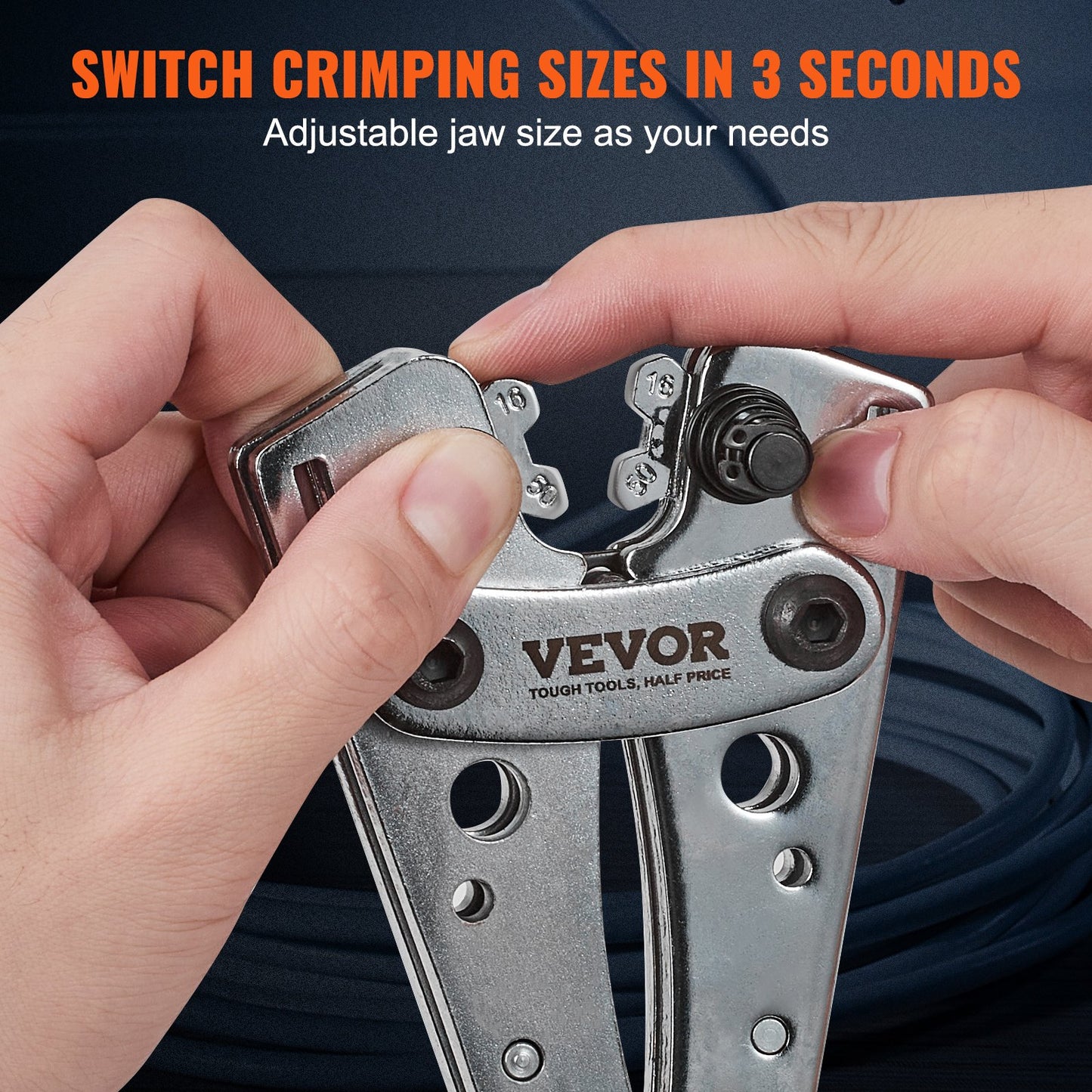 VEVOR Battery Cable Lug Crimping Tool, 10-1/0AWG Aluminum Terminal Battery Lug Crimper,