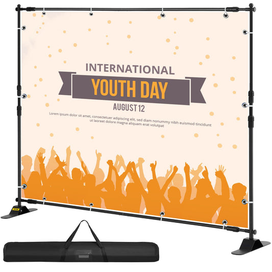 VEVOR Telescopic Backdrop Banner Stand 8' x 8' Banner Stand Adjustable Step and