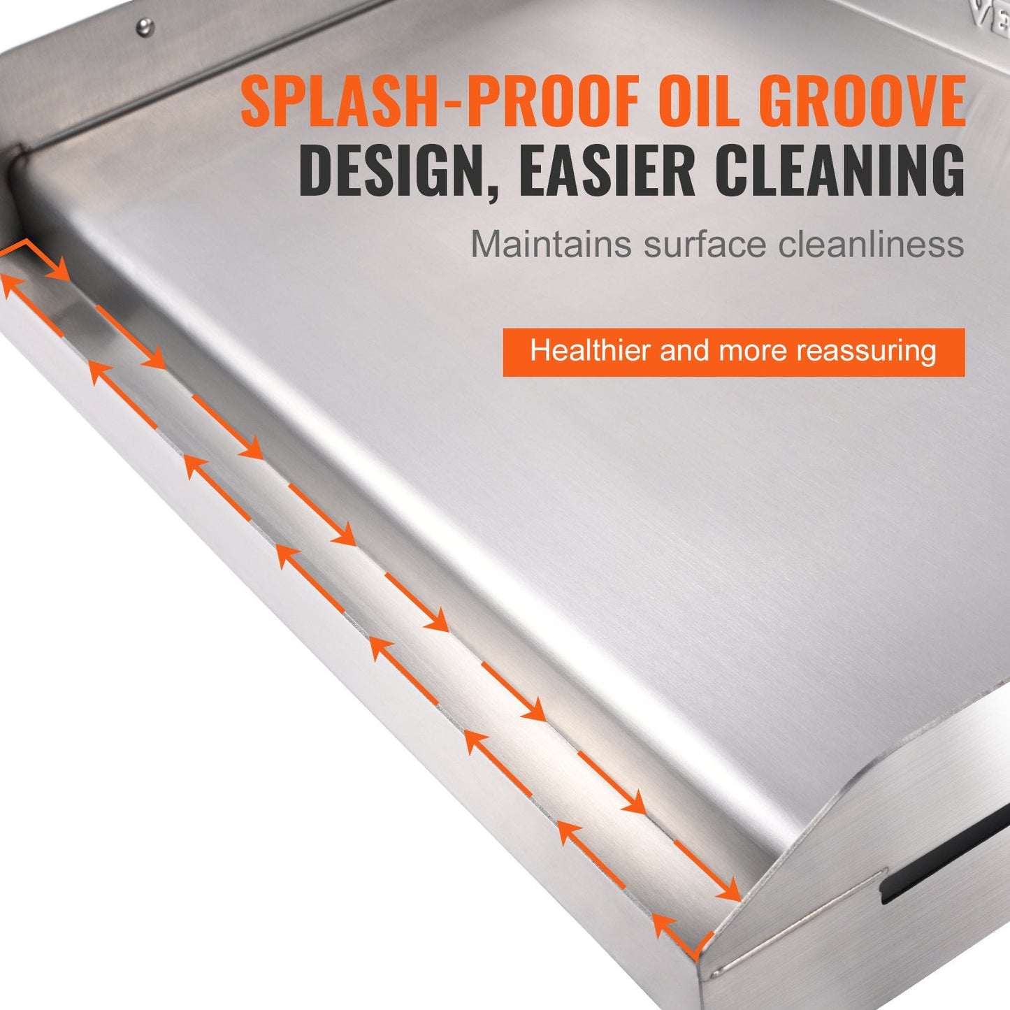 Stainless Steel Double Burner Griddle Pan, 0.59m x 0.39m, Non-Stick with Handles