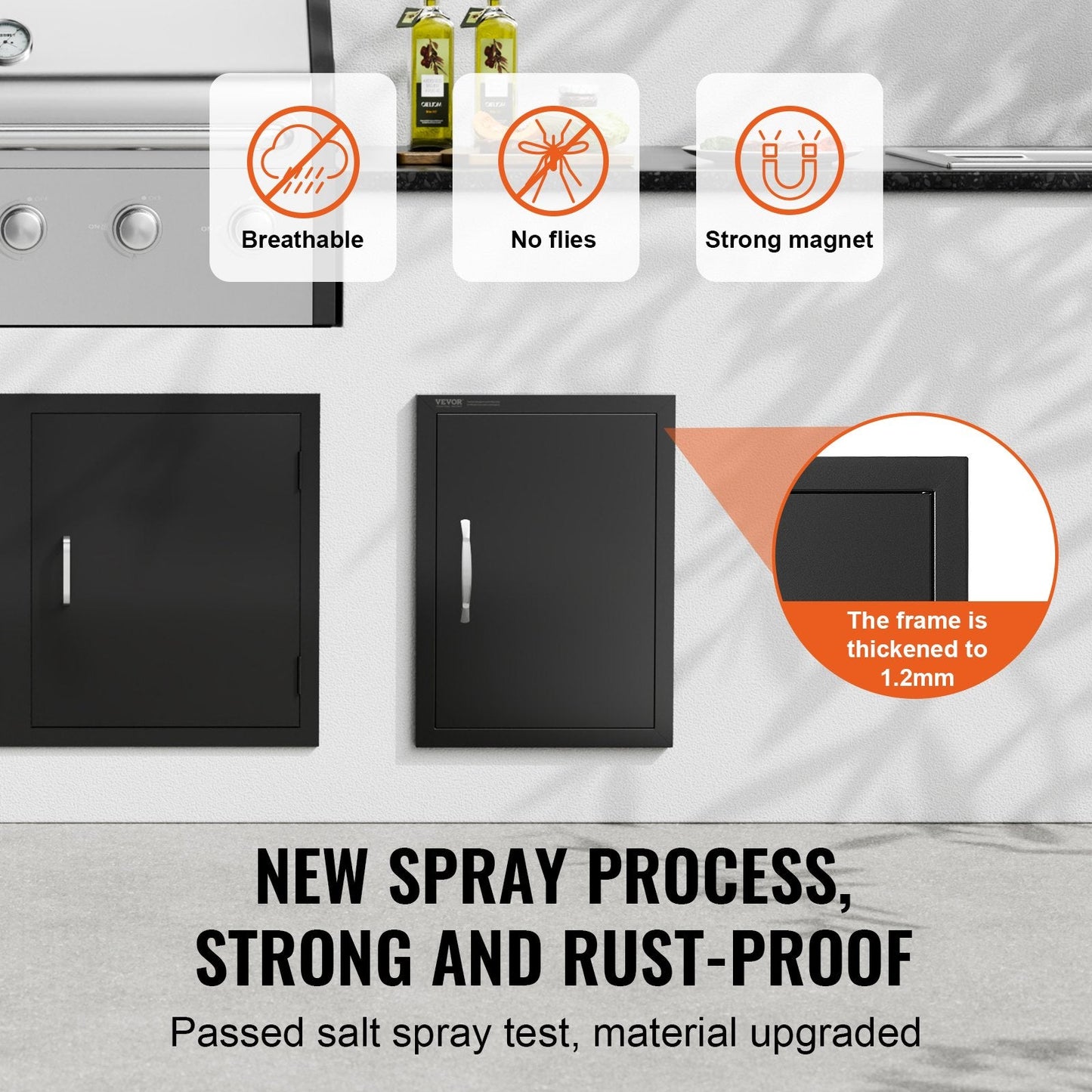 Outdoor Kitchen Access Door, 0.41x0.57 m, Matte Black, Cold Plate Flush Mount