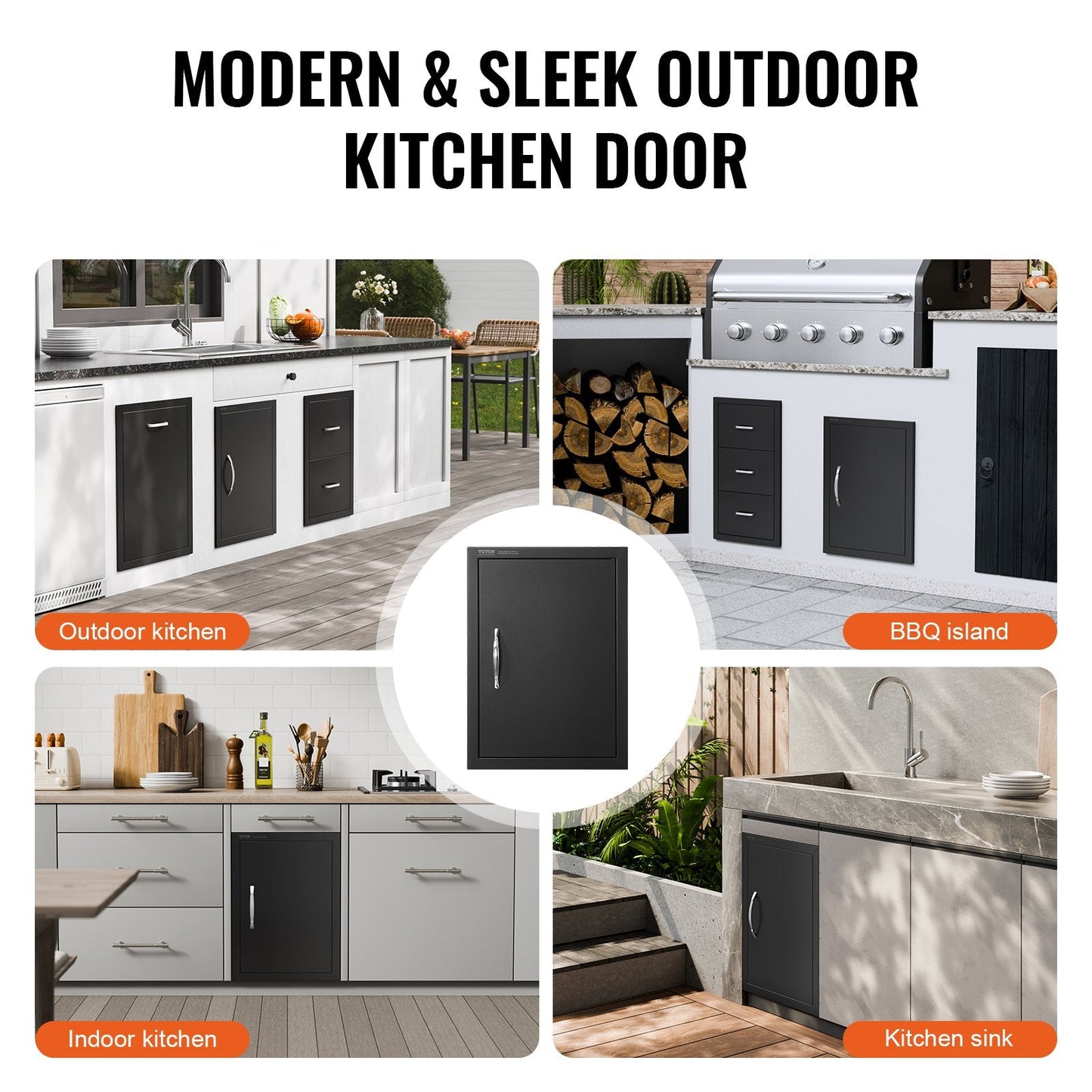 Outdoor Kitchen Access Door, 0.41x0.57 m, Matte Black, Cold Plate Flush Mount