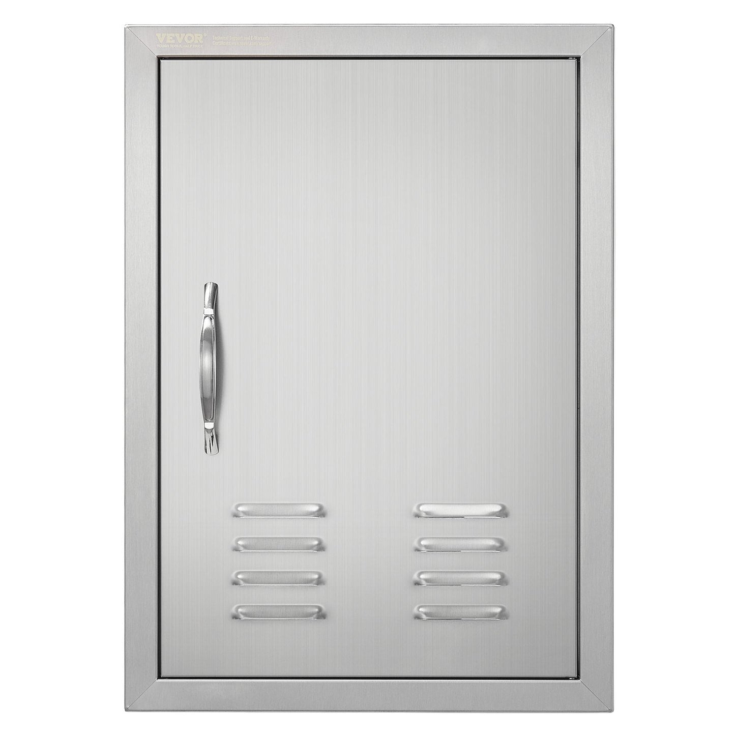 Stainless Steel Outdoor BBQ Door, 0.61x0.43m, Single Flush Mount with Vents & Hook