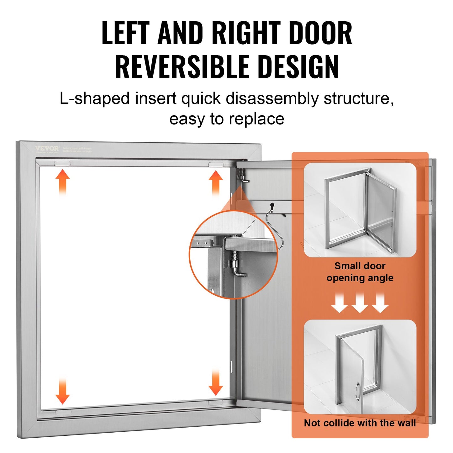 VEVOR BBQ Access Door, 457x508 mm Single Outdoor Kitchen Door, Stainless Steel Flush