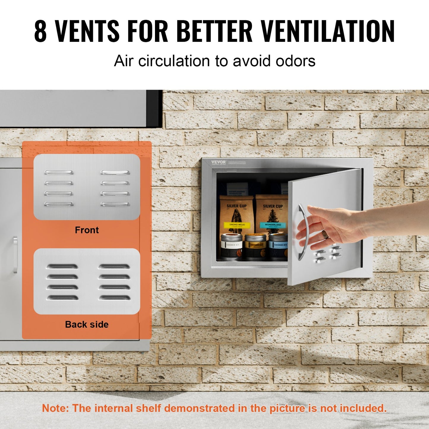 VEVOR BBQ Access Door, 508x356 mm Single Outdoor Kitchen Door, Stainless Steel Flush