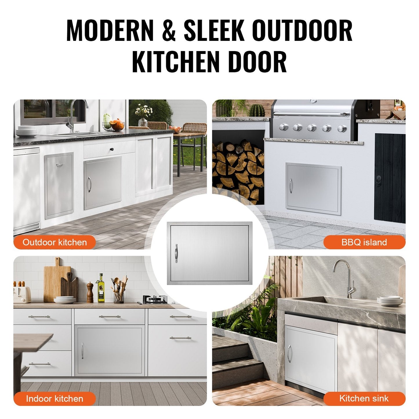 Stainless Steel Outdoor Kitchen Door, 0.69x0.51m, for BBQ Island and Grill Stations