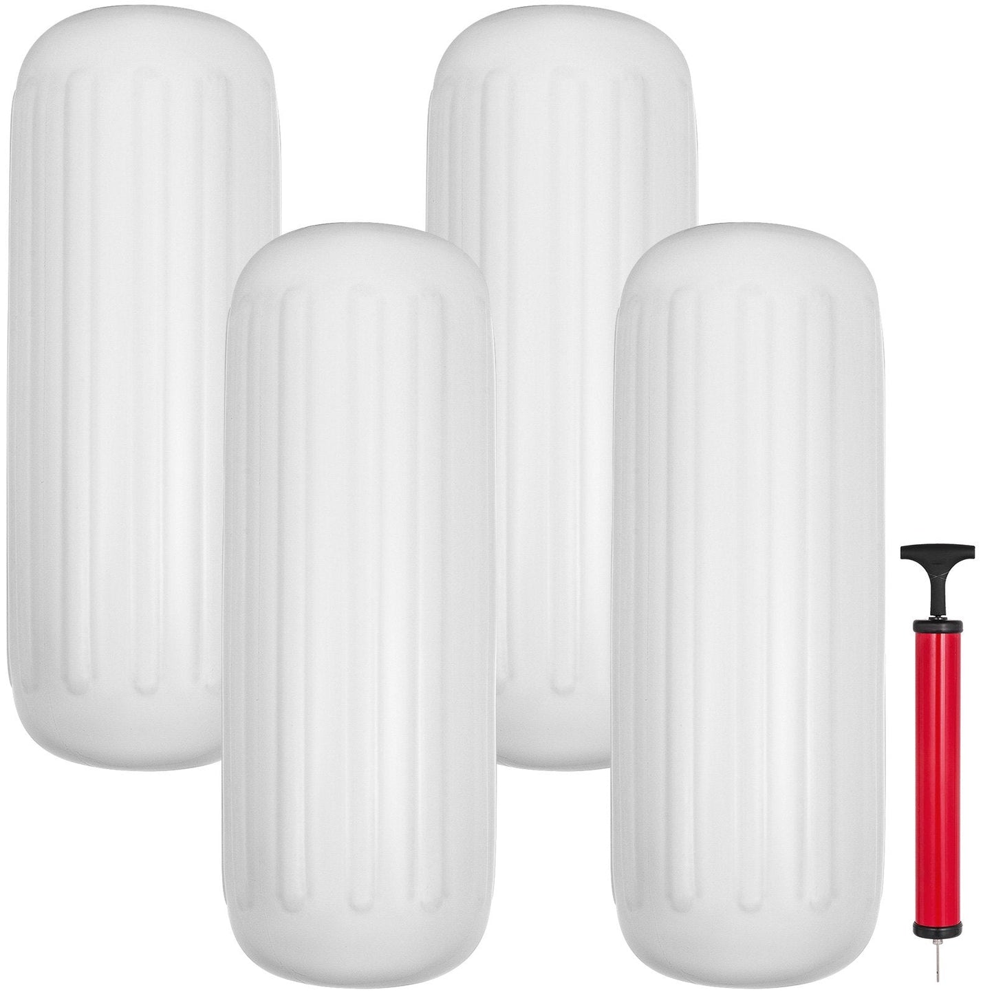 4 Ribbed Boat Fender 0.25m x 0.71m White Center Hole for Mooring Protection