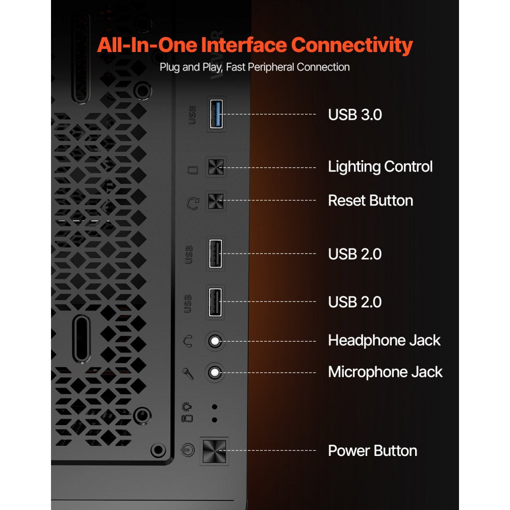 VEVOR PC Case Full-Tower Gaming Computer Case 3 PWM Fans for E-ATX Motherboard