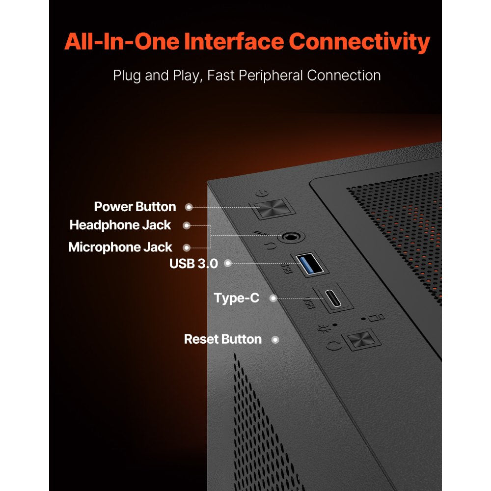 VEVOR Mid-Tower ATX PC Gaming Case Computer Case with 6 x 120 mm PWM ARGB Fans