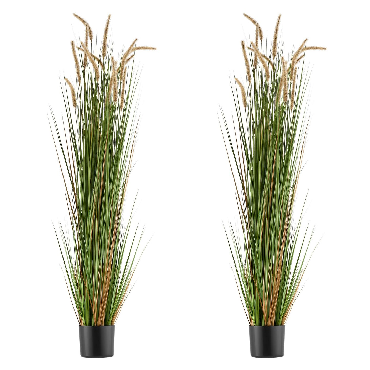 Artificial Grass Plant, 2 Pack 1499mm Horsetail Reed Grass in Pot, Premium PVC Faux Fake Greenery Shrubs Plant for Indoor Outdoor House Home Garden Office Room Décor, Housewarming, Green