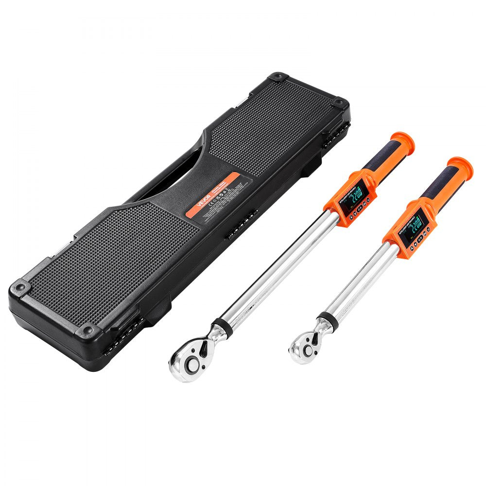 VEVOR Digital Torque Wrench Set 2 Pieces 1/2 3/8 Inch Drive 72-Tooth Electronic