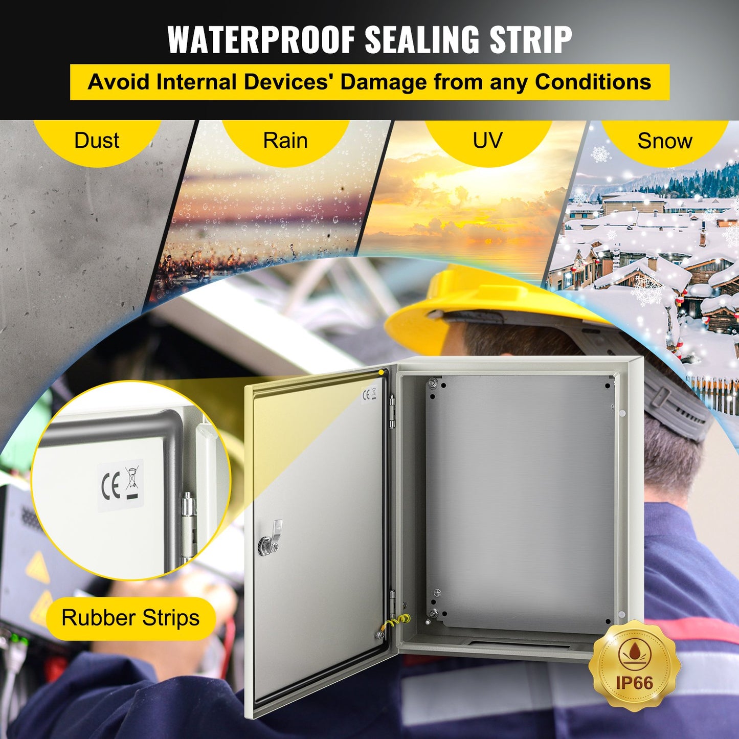 VEVOR Steel Electrical Box Electrical Enclosure Box 20x16x6'' Carbon Steel IP65