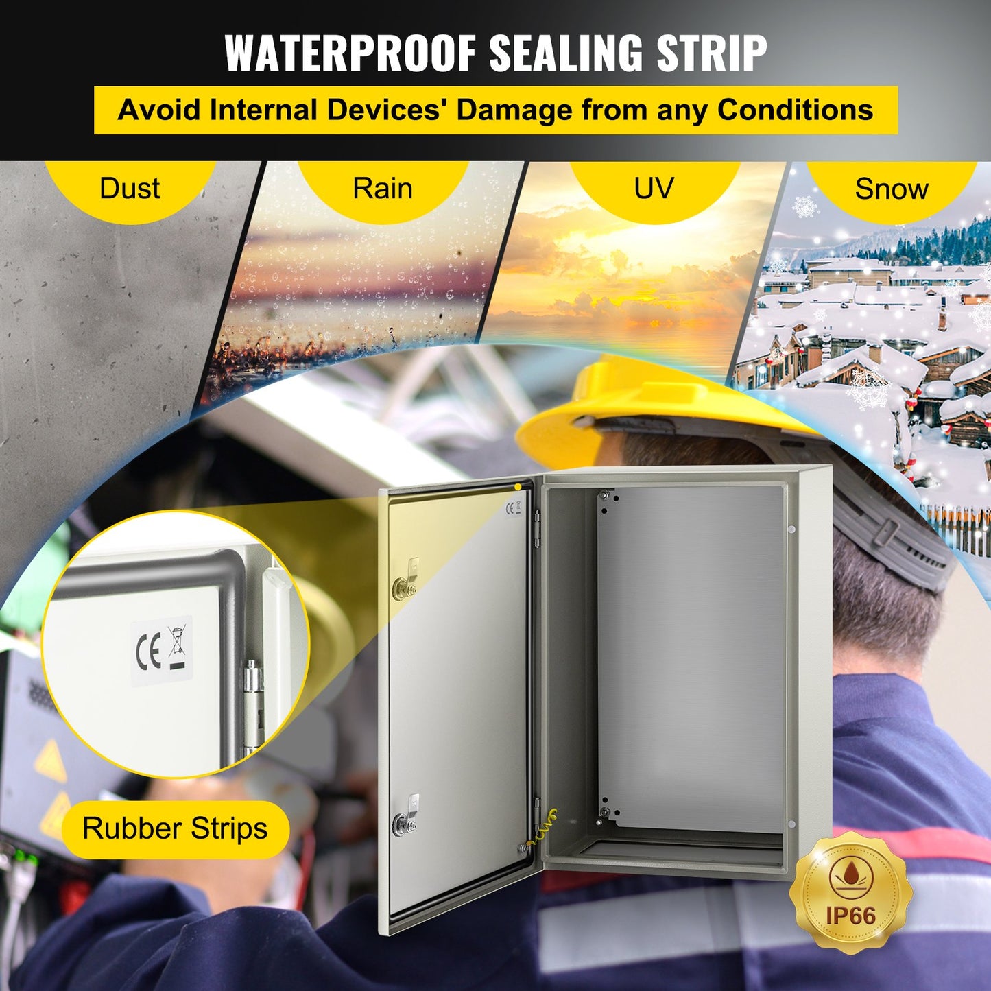 VEVOR Steel Electrical Box Electrical Enclosure Box 24x16x10'' Carbon Steel IP65