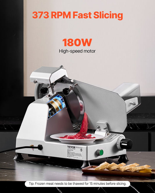 VEVOR Meat Slicer 180W 250 mm Electric Deli Food Slicer for Meat Bread Cheese