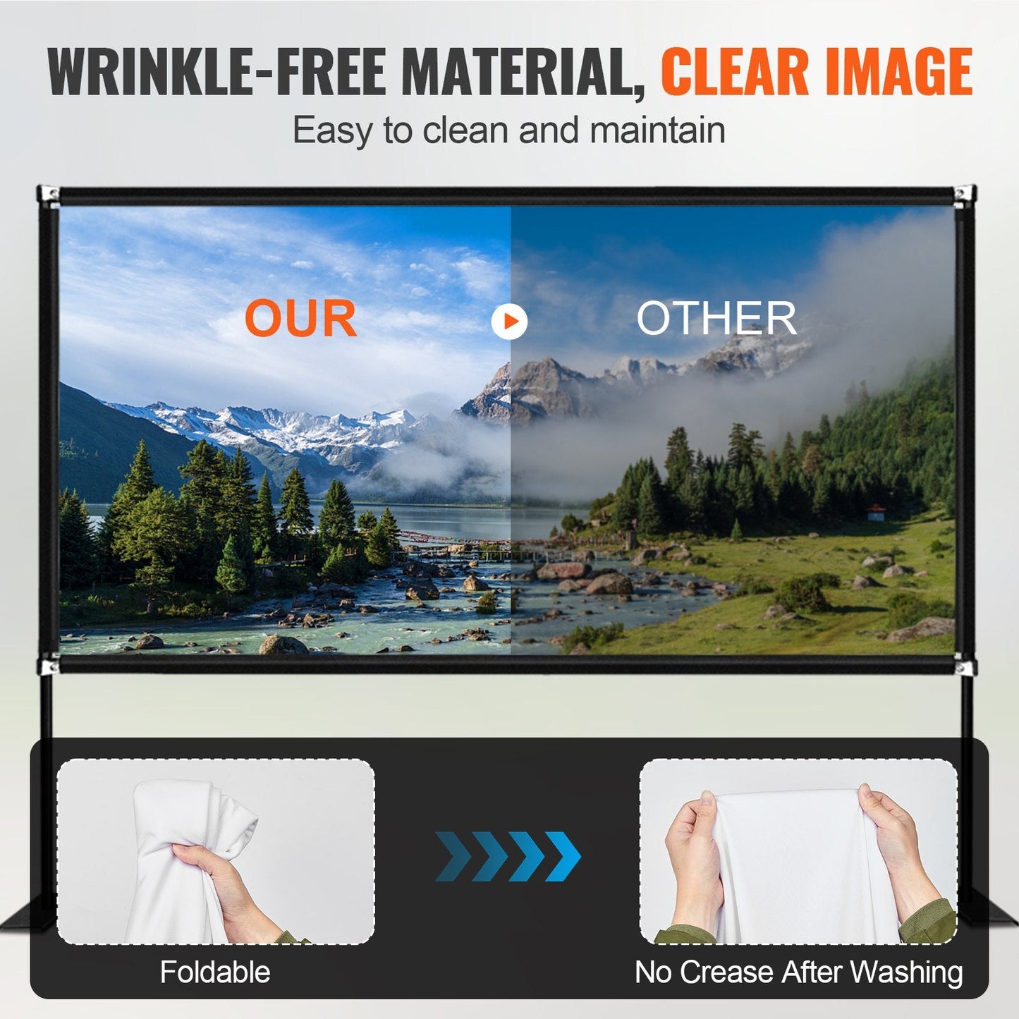 Outdoor Movie Screen with Stand, 4.5m, 16:9 HD, Wide Angle, Easy Setup