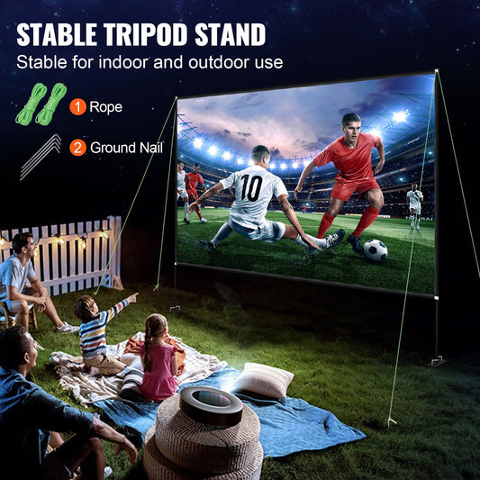 Outdoor Movie Screen with Stand, 4.5m, 16:9 HD, Wide Angle, Easy Setup