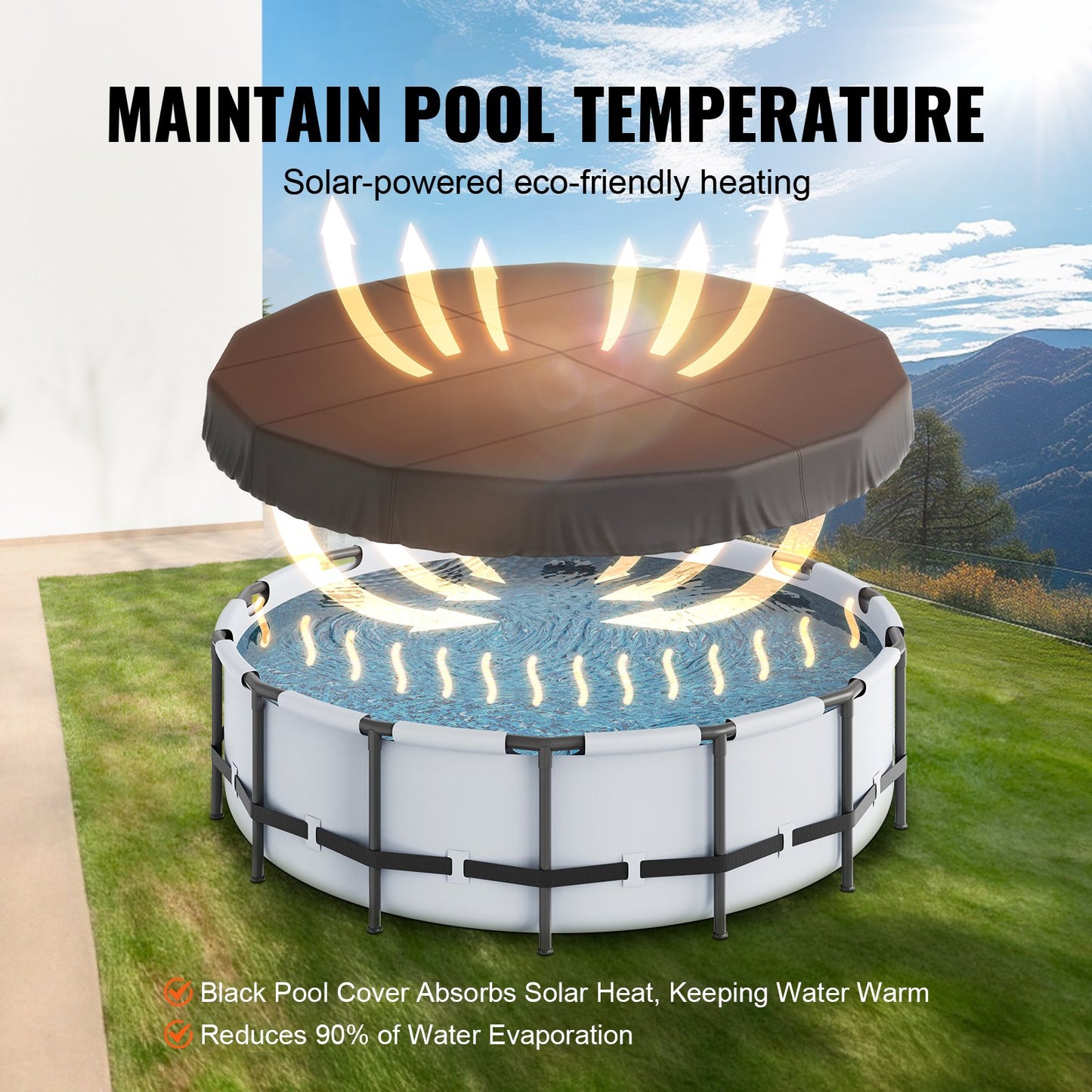 VEVOR 4.57m Round Pool Cover, Solar Covers for Above Ground Pools, Safety Pool Cover