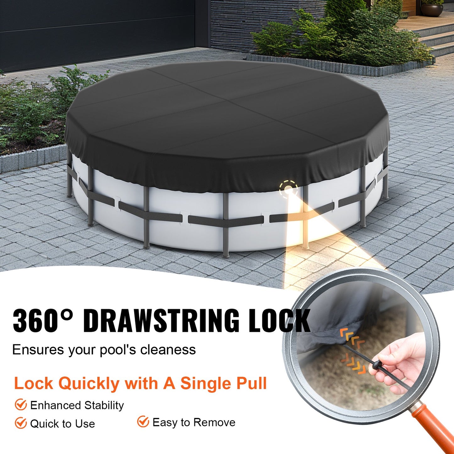 VEVOR 4.57m Round Pool Cover, Solar Covers for Above Ground Pools, Safety Pool Cover