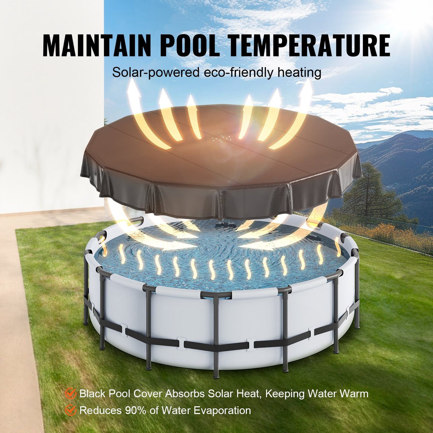 VEVOR 5.49m Round Pool Cover, Solar Covers for Above Ground Pools, Safety Pool Cover