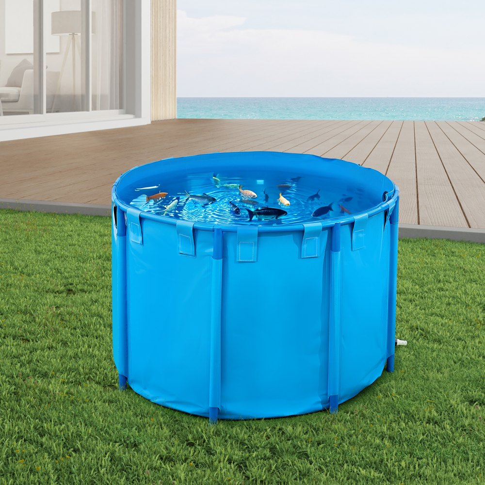 Canvas Fish Pond Above Ground Fish Tank 1700 L Round Koi Pond (Blue)