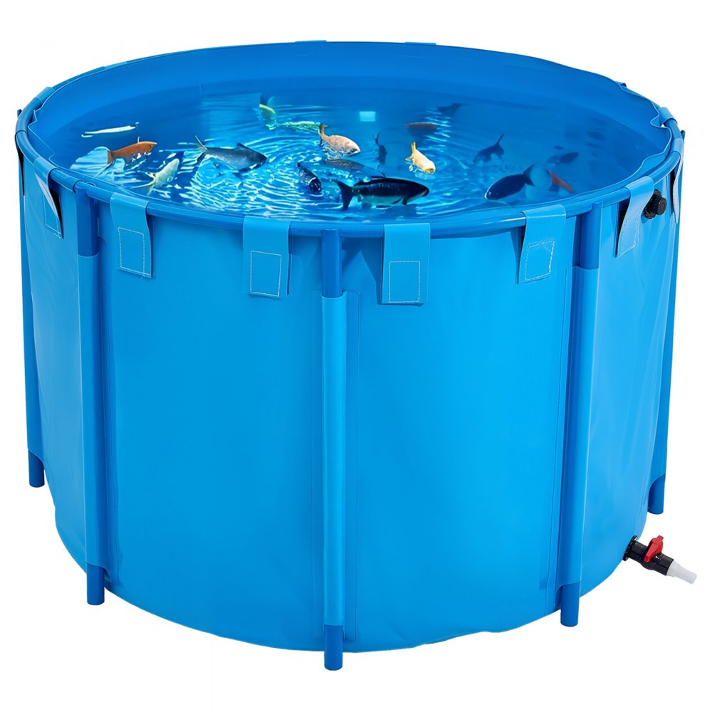 Canvas Fish Pond Above Ground Fish Tank 1700 L Round Koi Pond (Blue)