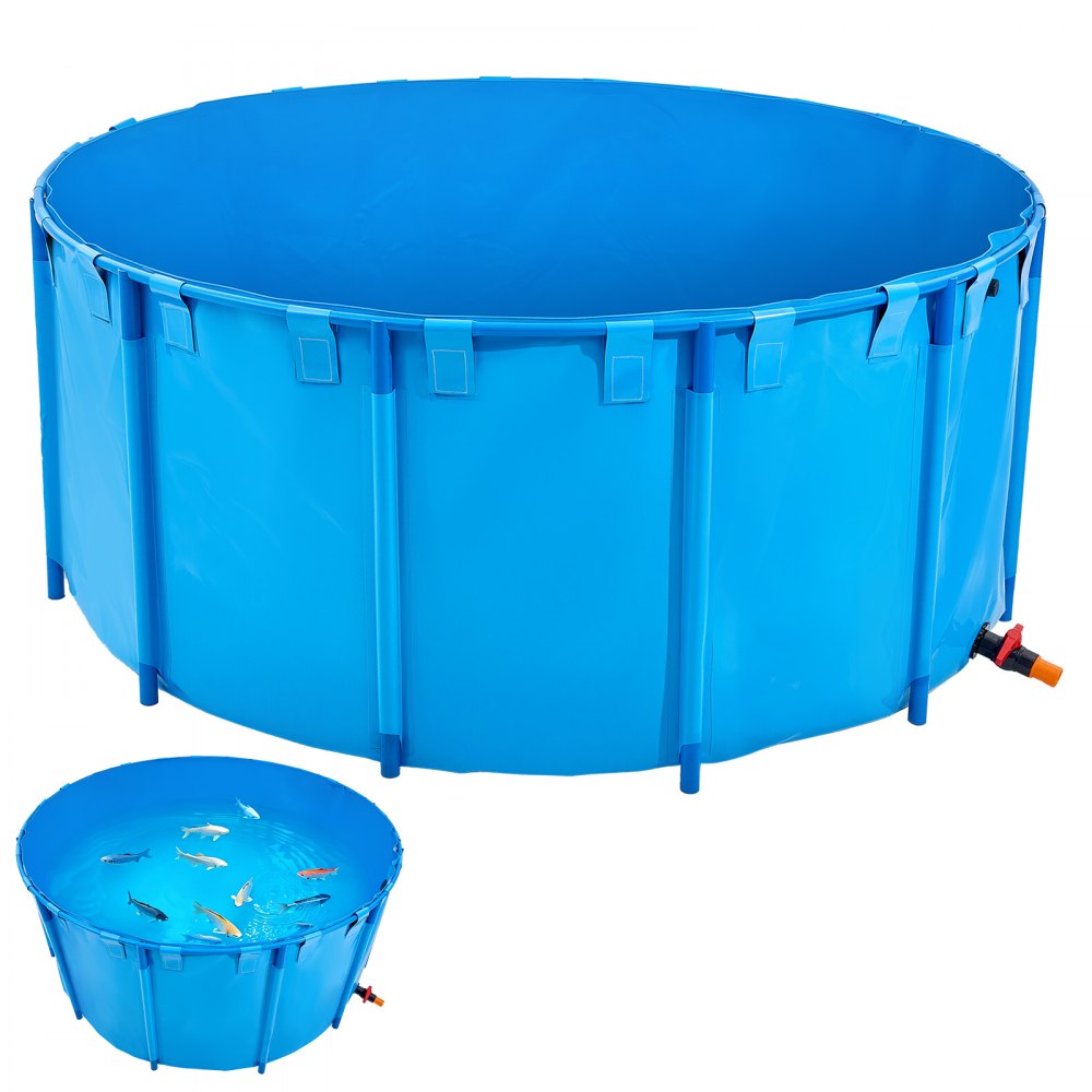 Canvas Fish Pond Above Ground Fish Tank 5000 L Round Koi Pond (Blue)