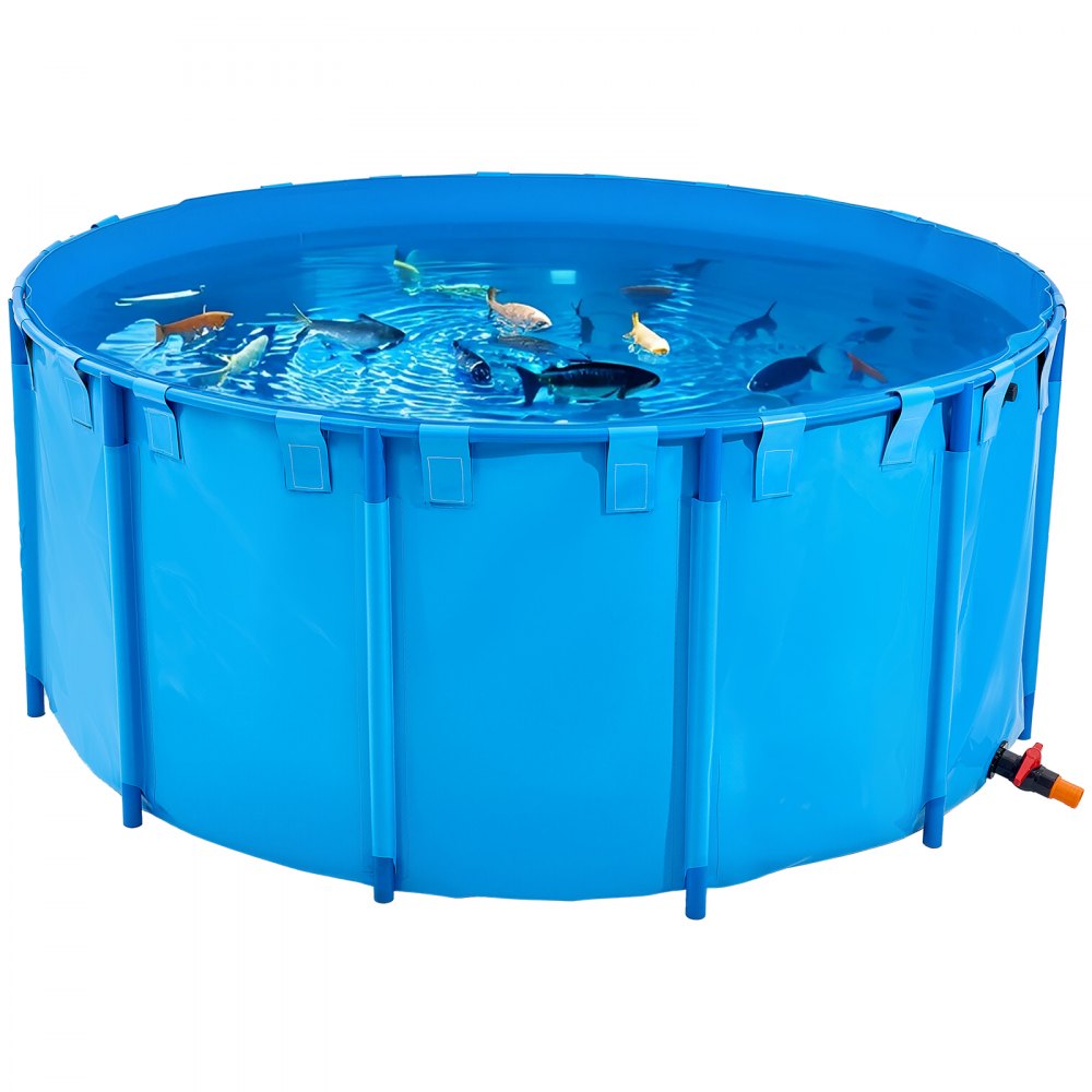 Canvas Fish Pond Above Ground Fish Tank 5000 L Round Koi Pond (Blue)