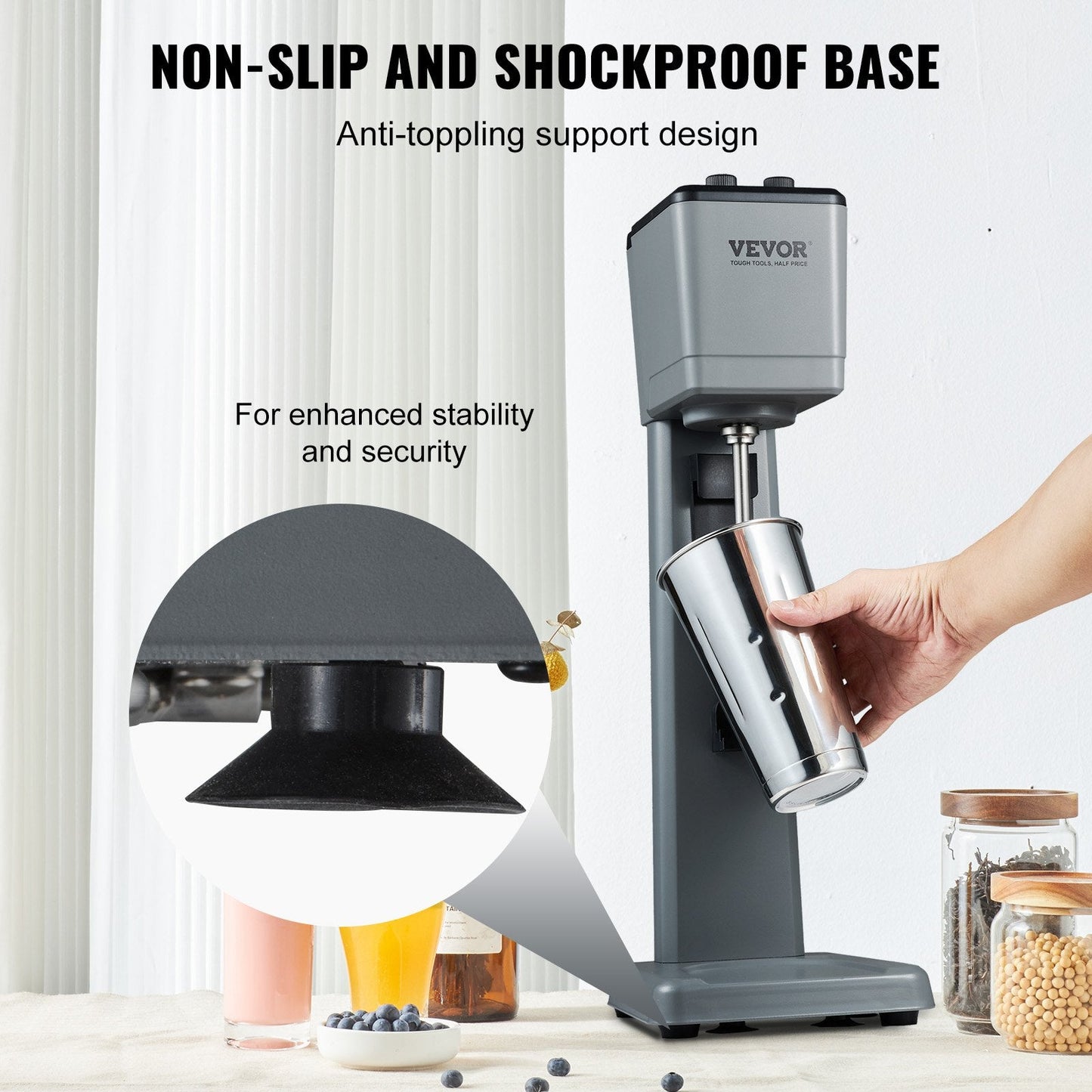 Electric Milkshake Mixer, 250W, Single Head, 820 ml Stainless Steel Cup
