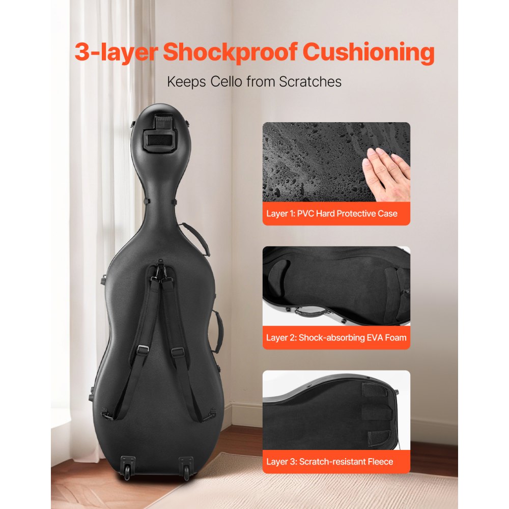 VEVOR Portable Composite Carbon Fiber 4/4 Full Size Violin Case Carrying Bag