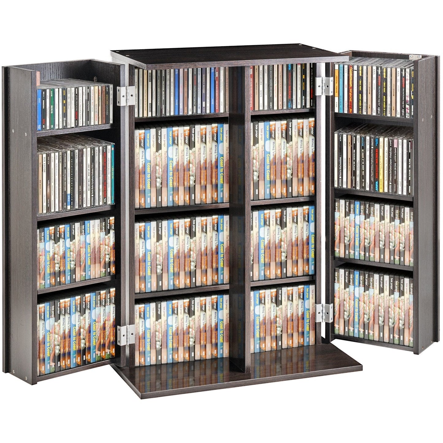 Espresso Media Storage Cabinet with Adjustable Shelves, Holds 576 CDs, 22.5 kg