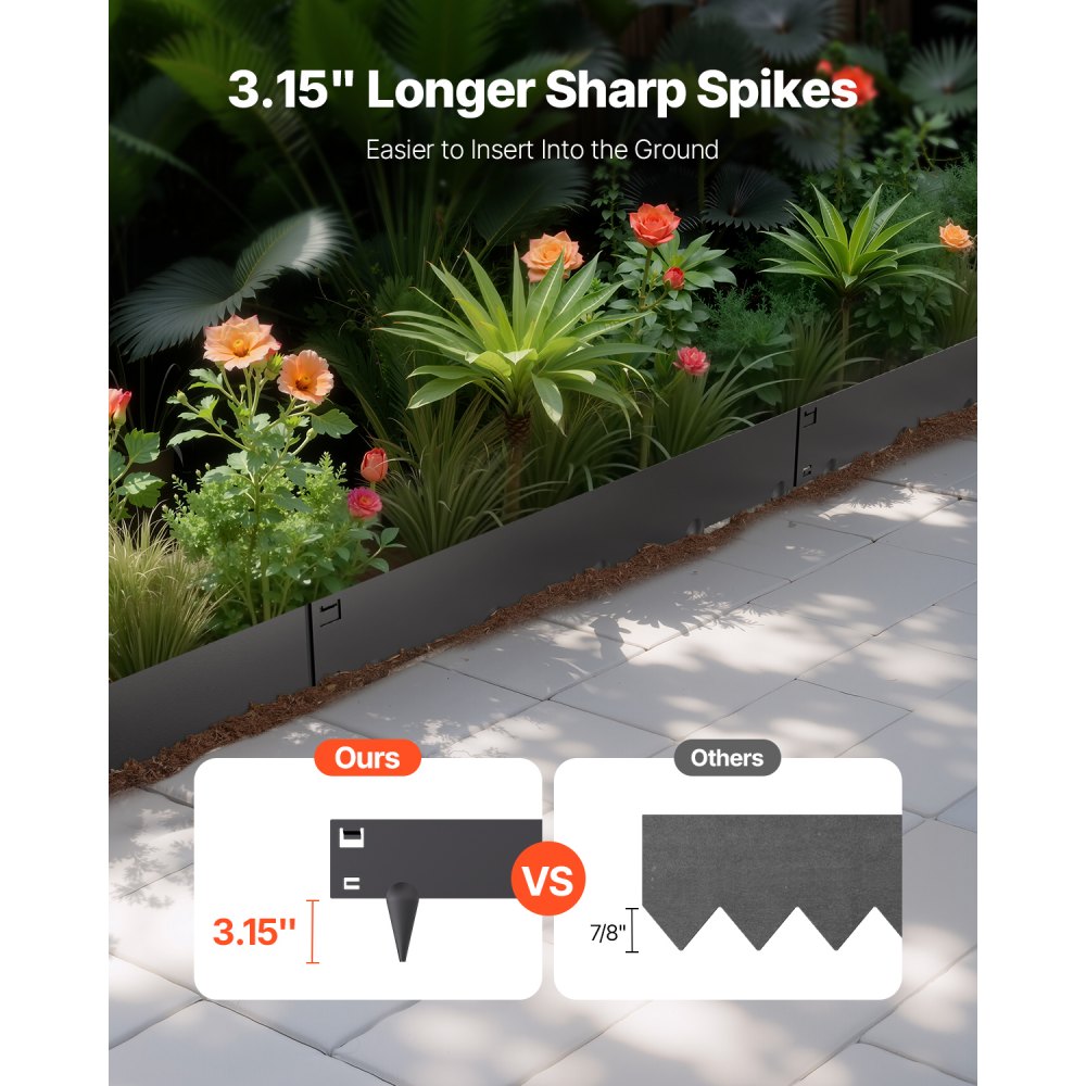 VEVOR Steel Landscape Edging 5 Packs 39 x 3in Rust-Resistant Pathway Divider