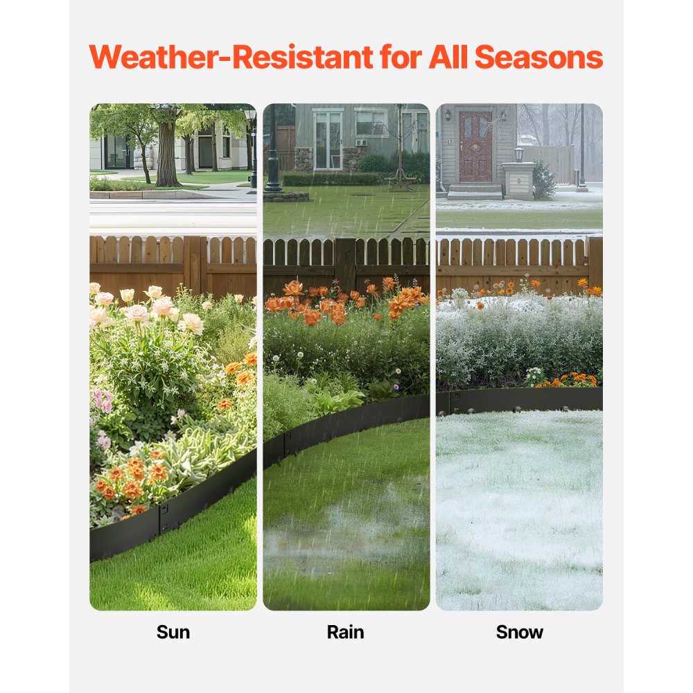 VEVOR Steel Landscape Edging 5 Packs 39 x 3in Rust-Resistant Pathway Divider