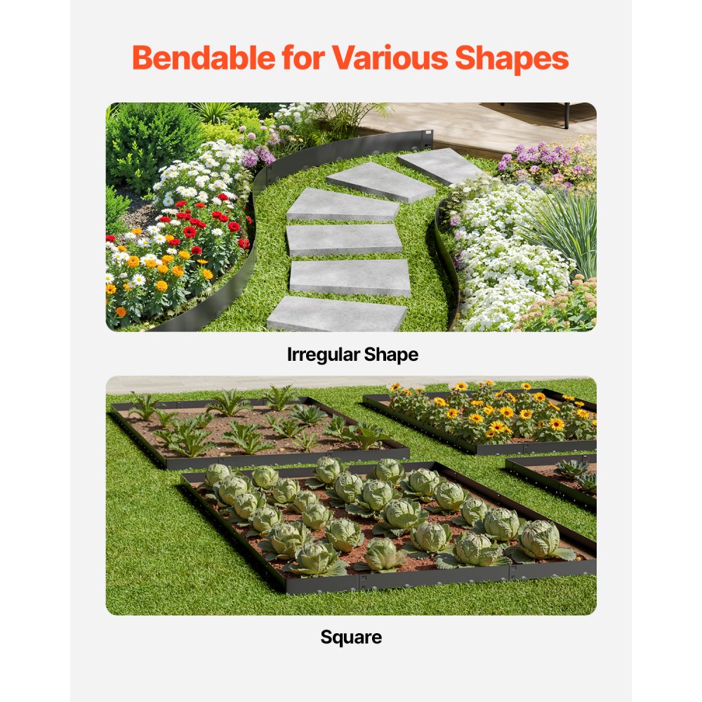 VEVOR Steel Landscape Edging 5 Packs 39 x 3in Rust-Resistant Pathway Divider