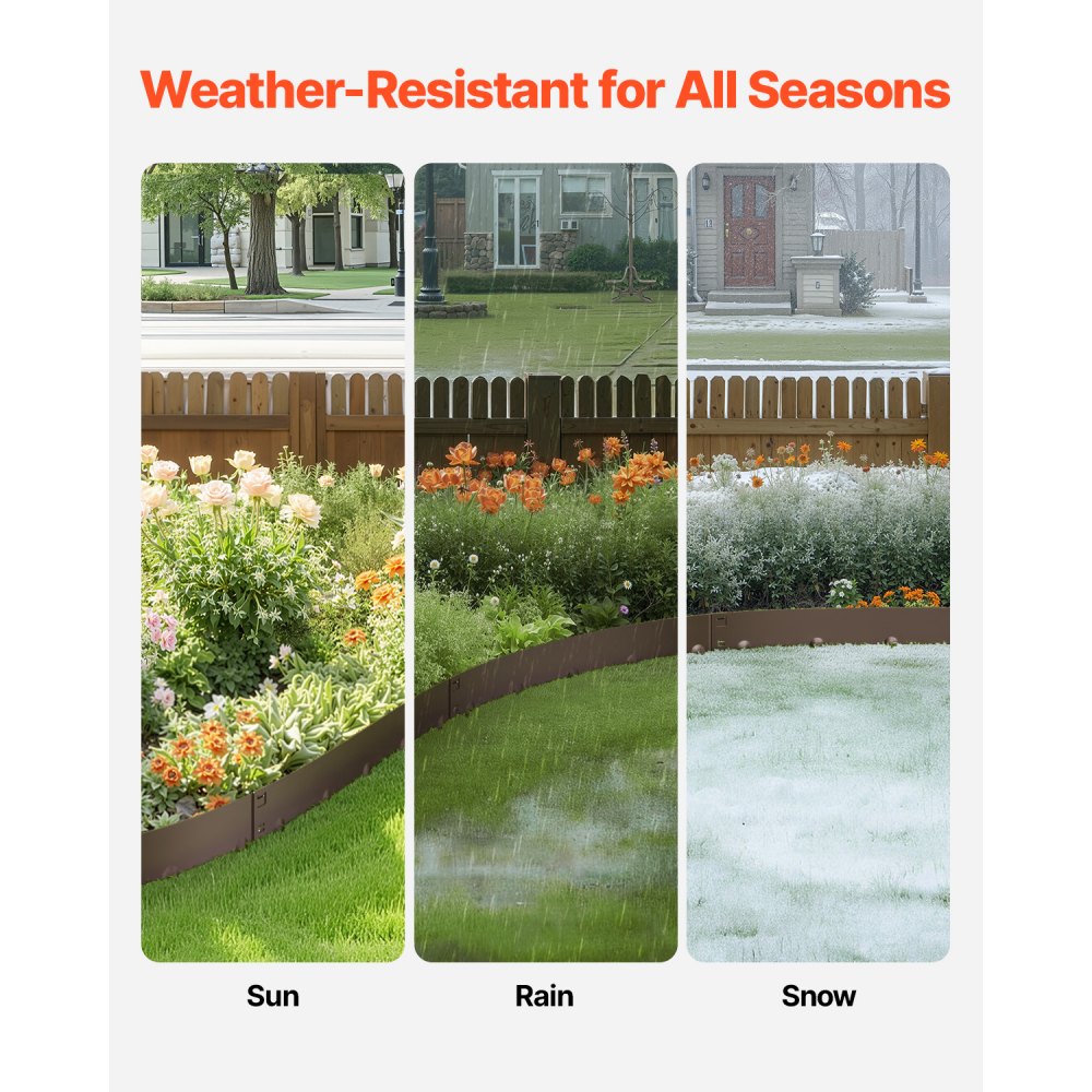 VEVOR Steel Landscape Edging 5 Packs 39 x 5in Rust-Resistant for Yard Brown