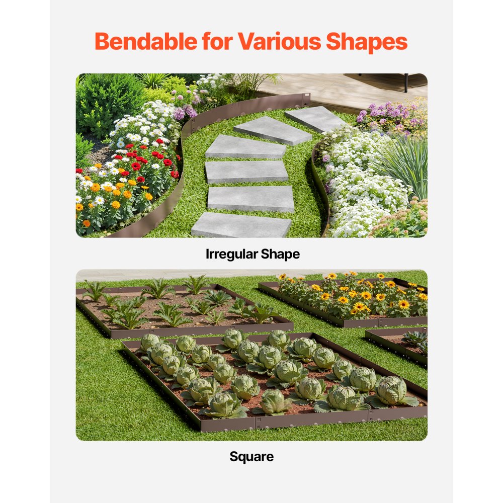 VEVOR Steel Landscape Edging 5 Packs 39 x 5in Rust-Resistant for Yard Brown