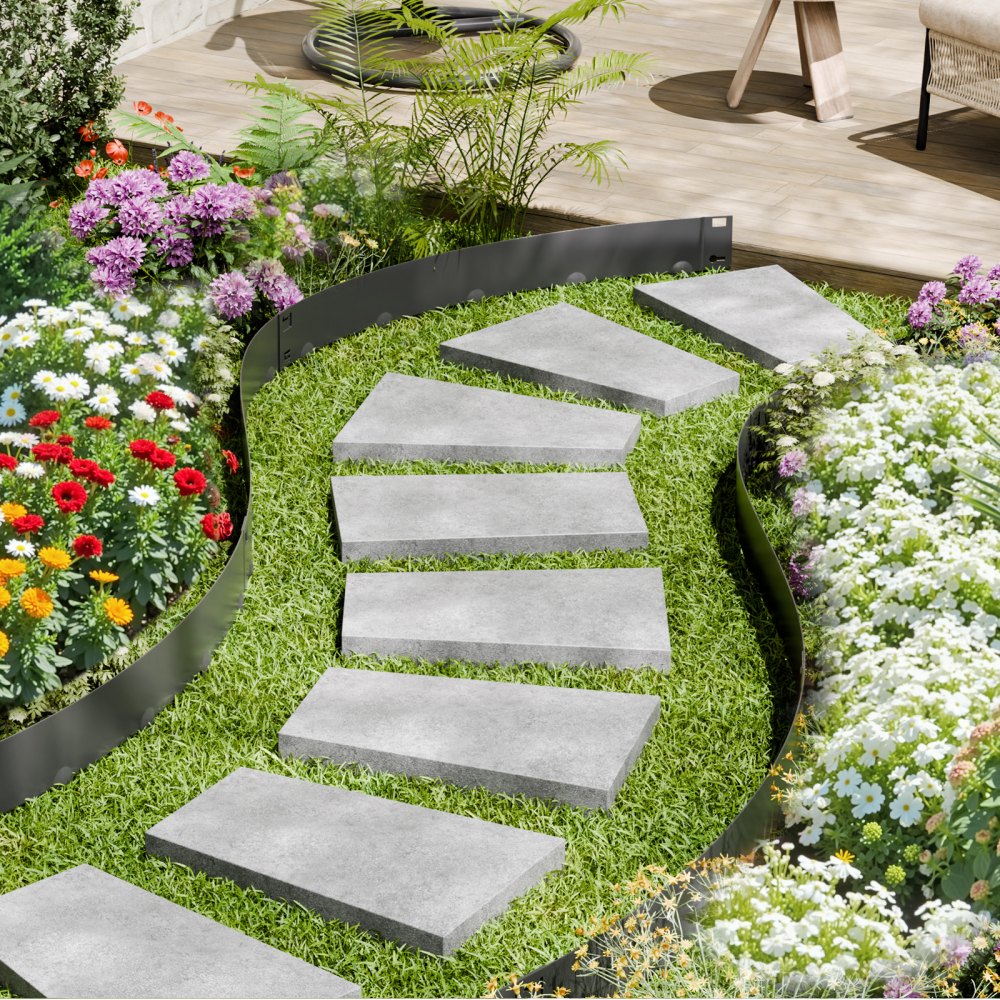 Steel Landscape Edging 5 Packs 39 x 4in Rust-Resistant for Yard Black