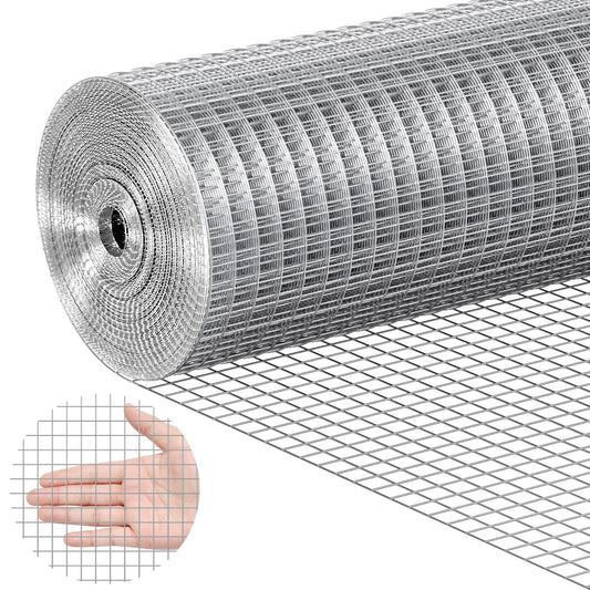 VEVOR Hardware Cloth, 12.7mm 610mm×7.62m 19 Gauge, Hot Dipped Galvanized Wire Mesh